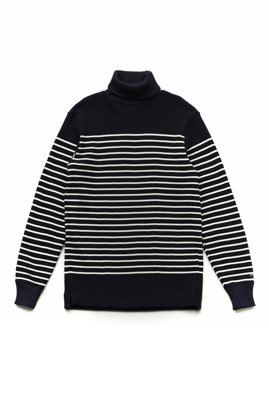 Nigel Cabourn - TURTLE NECK PANEL BORDER - NAVY