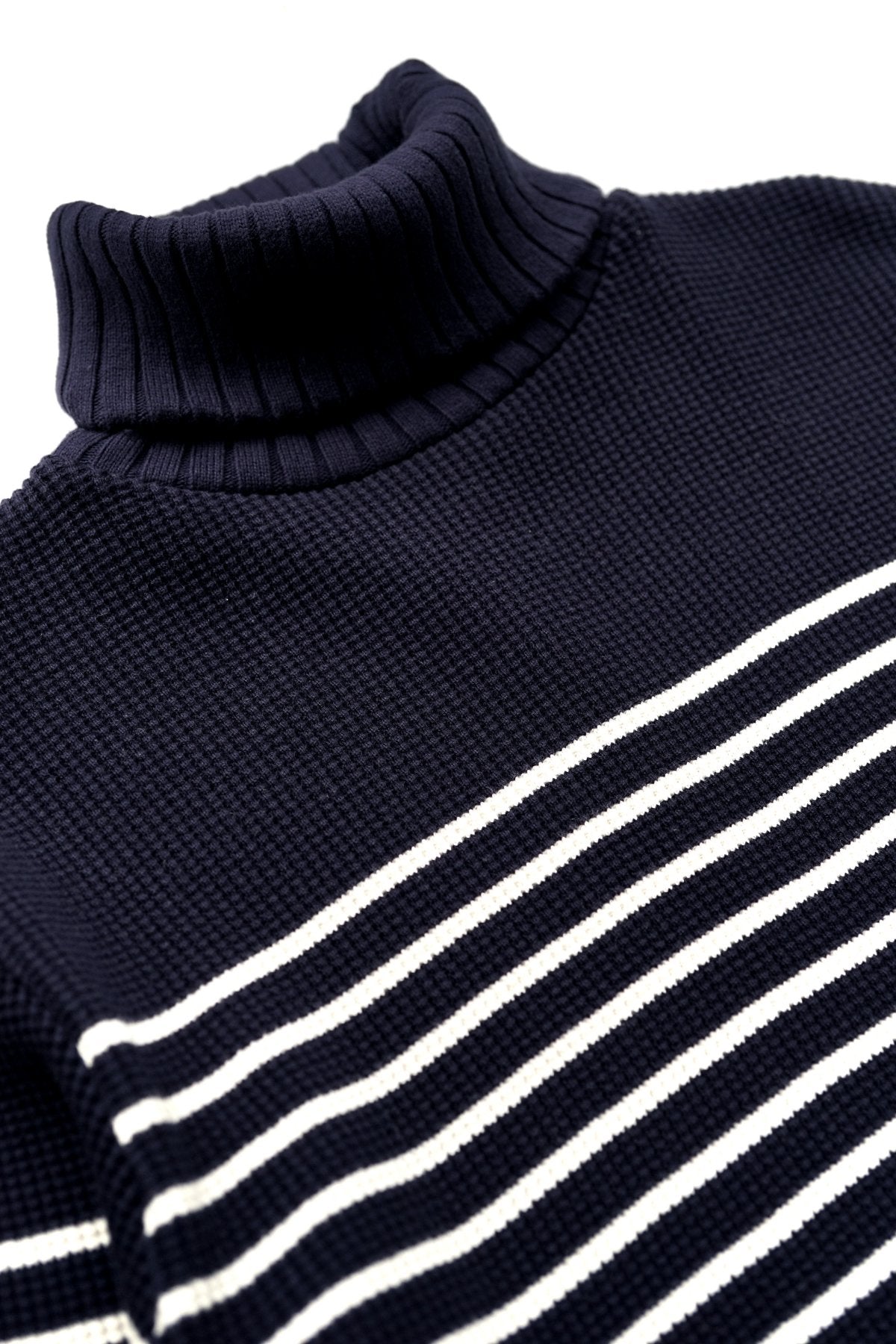 Nigel Cabourn - TURTLE NECK PANEL BORDER - NAVY