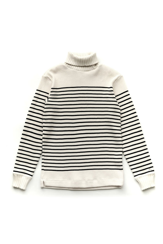 Nigel Cabourn - TURTLE NECK PANEL BORDER - WHITE