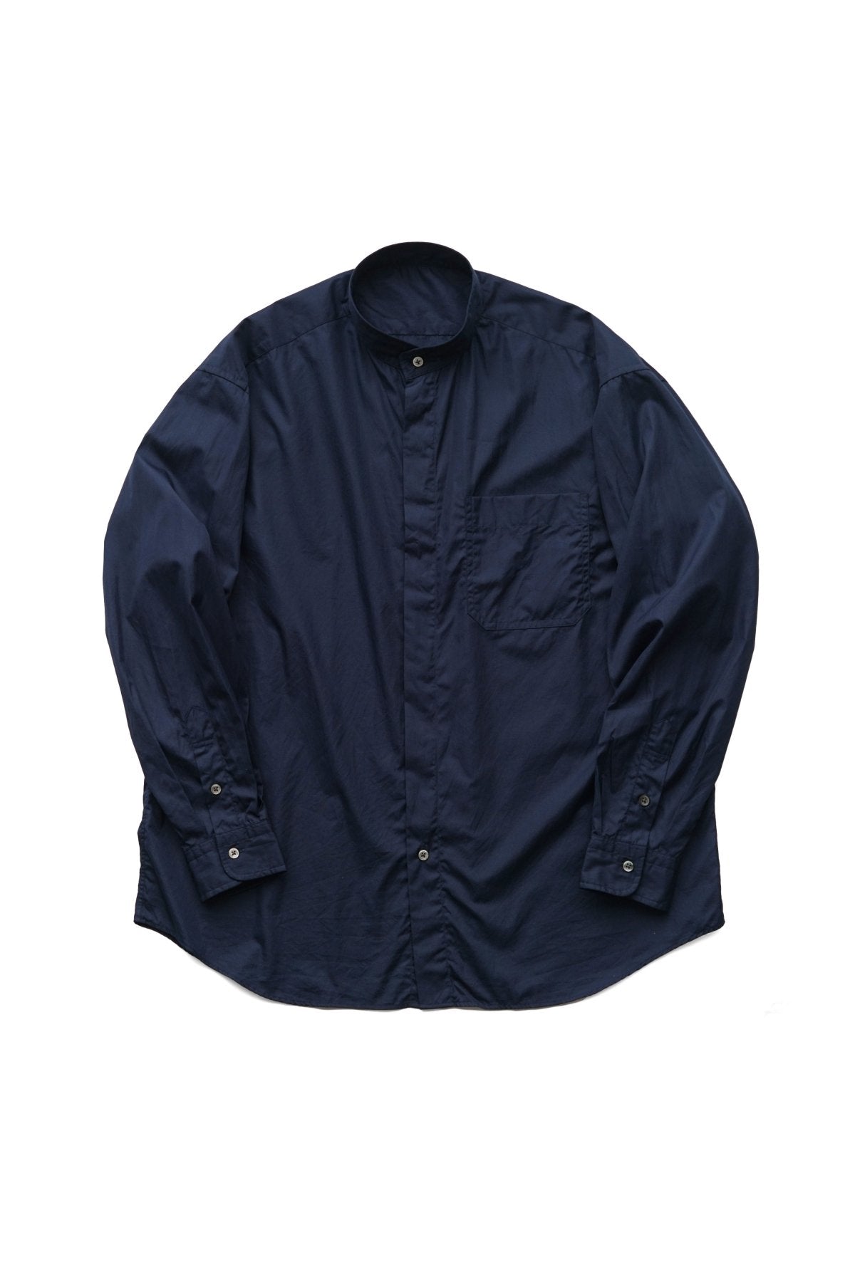 Porter Classic - SWISS COTTON STAND COLLAR SHIRT - NAVY