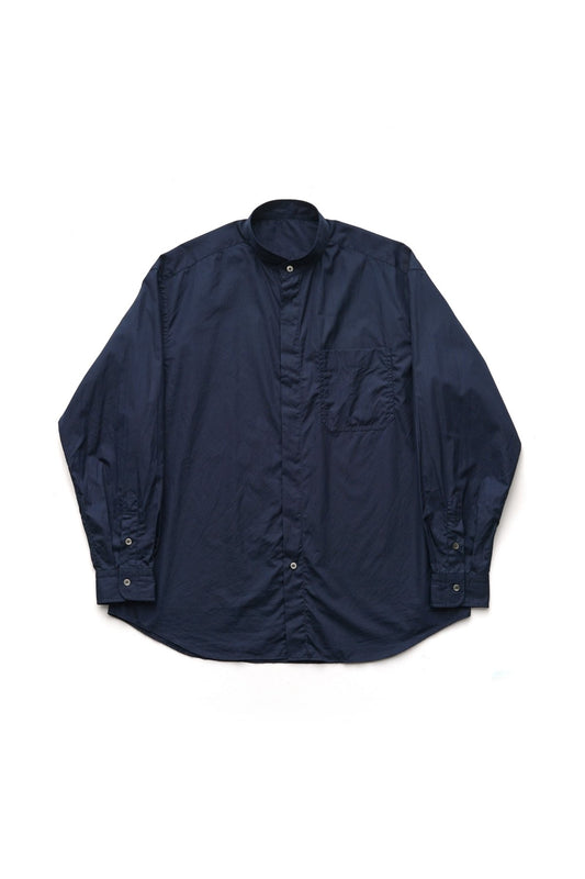 Porter Classic - SWISS COTTON STAND COLLAR SHIRT - NAVY