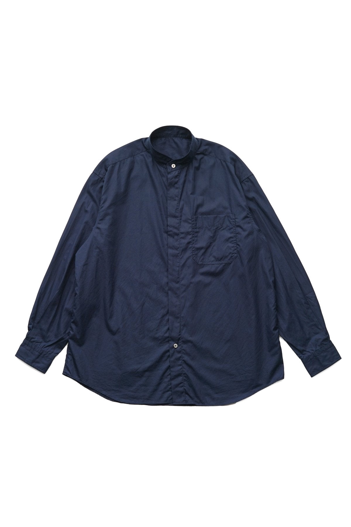 Porter Classic - SWISS COTTON STAND COLLAR SHIRT - NAVY