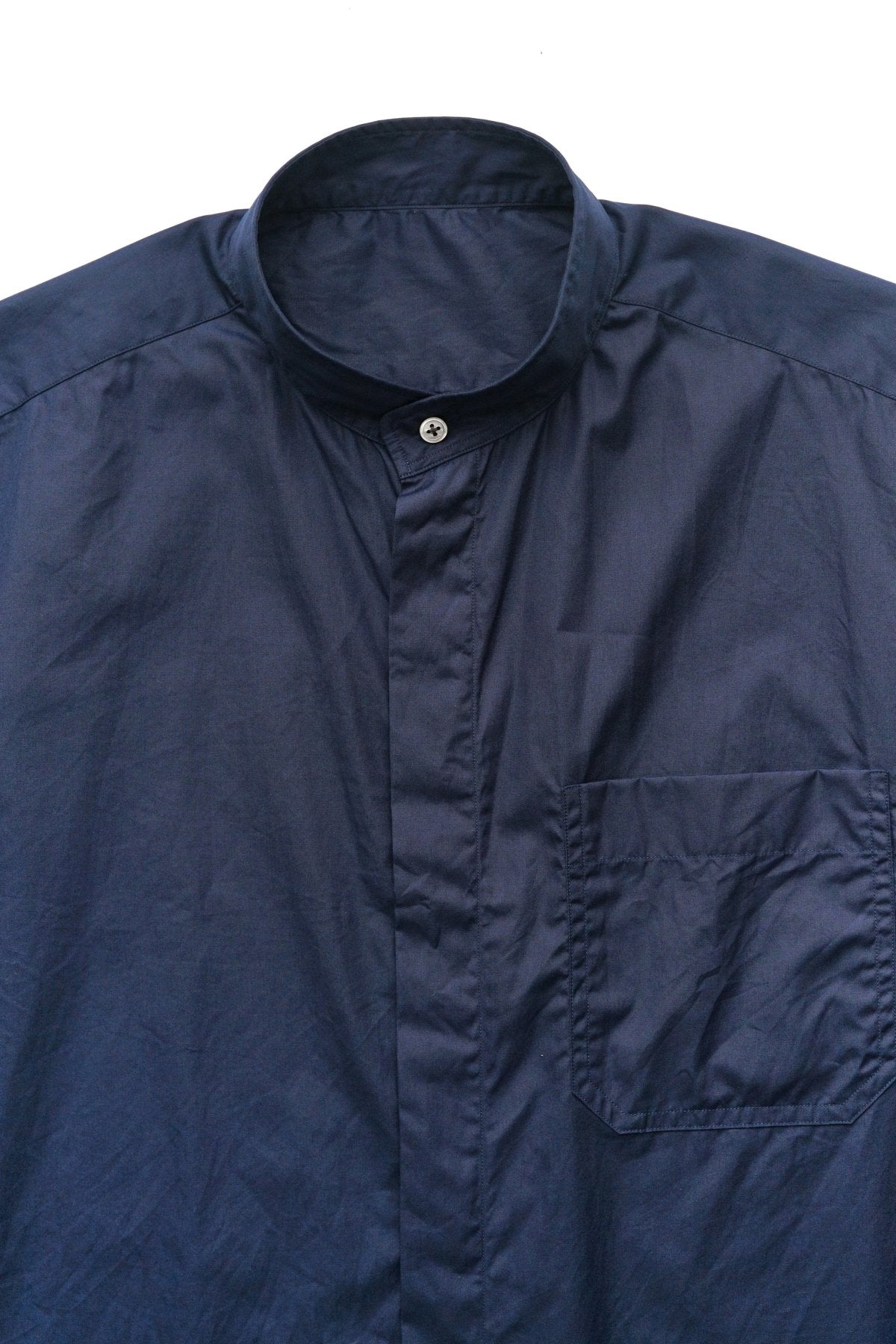 Porter Classic - SWISS COTTON STAND COLLAR SHIRT - NAVY