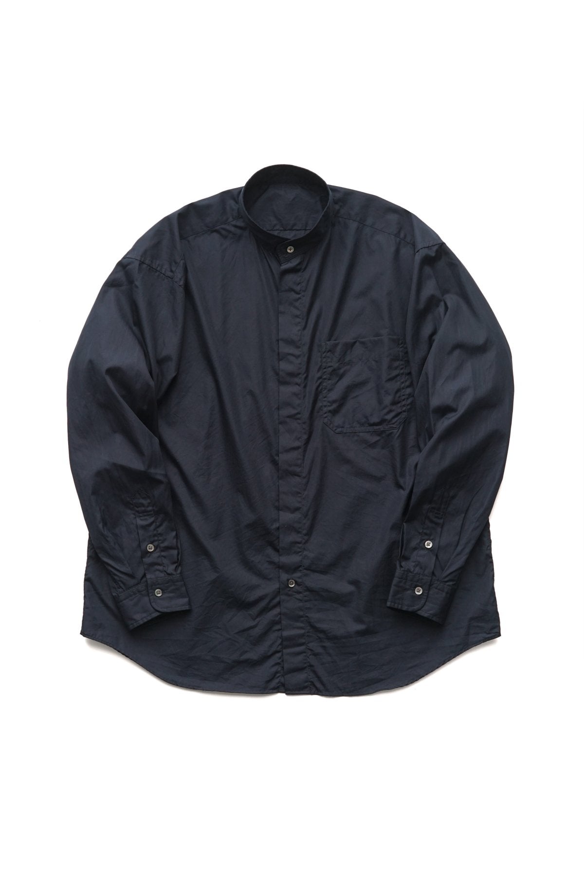 Porter Classic - SWISS COTTON STAND COLLAR SHIRT - DARK NAVY