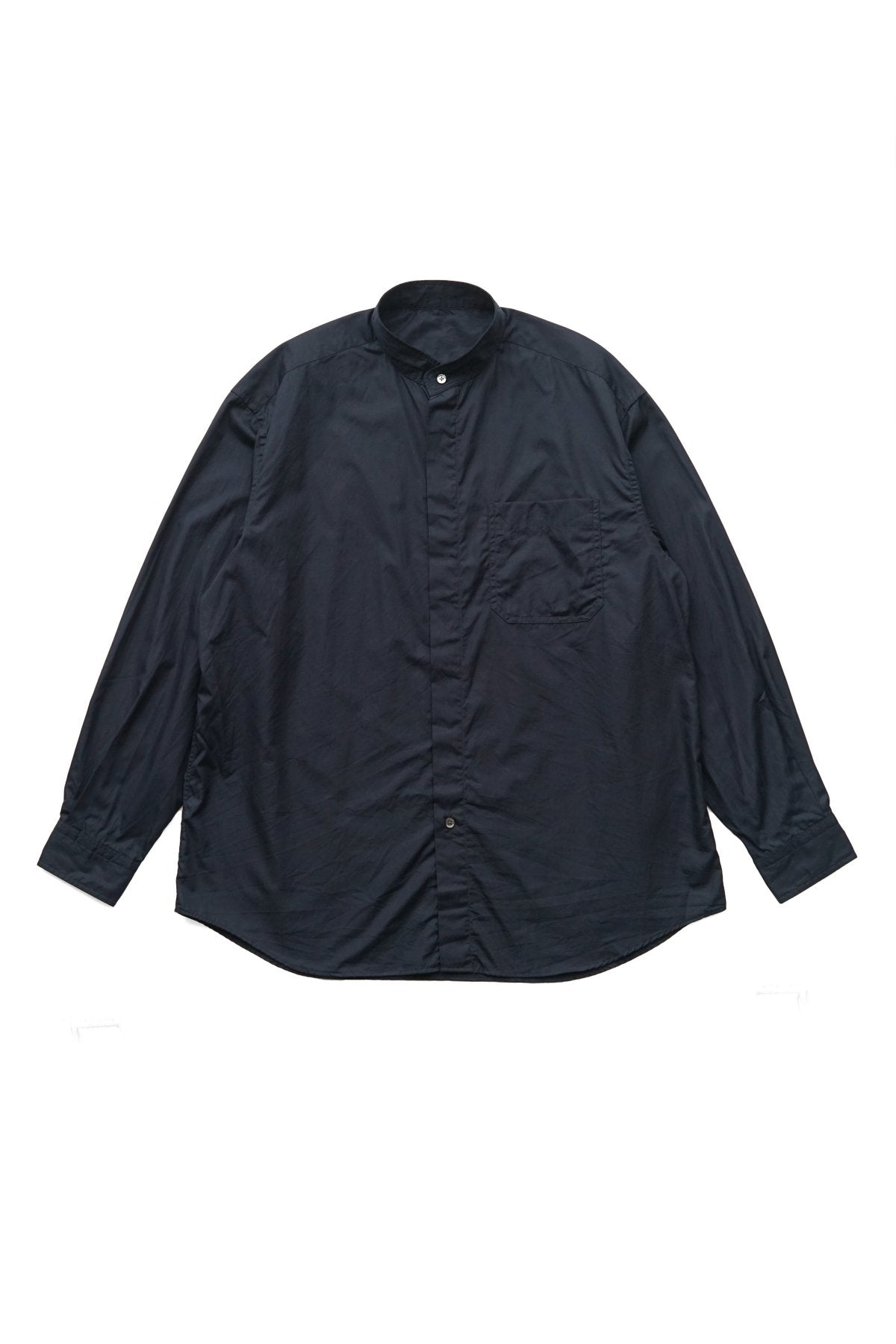 Porter Classic - SWISS COTTON STAND COLLAR SHIRT - DARK NAVY