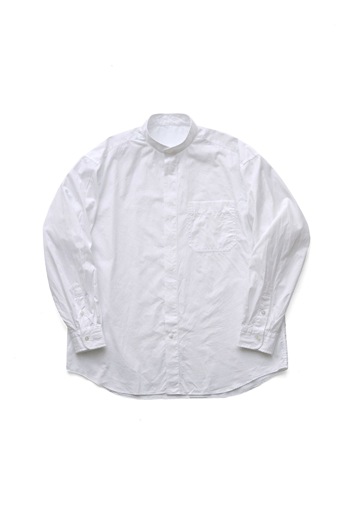 Porter Classic - SWISS COTTON STAND COLLAR SHIRT - WHITE