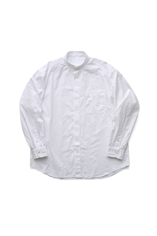 Porter Classic - SWISS COTTON STAND COLLAR SHIRT - WHITE