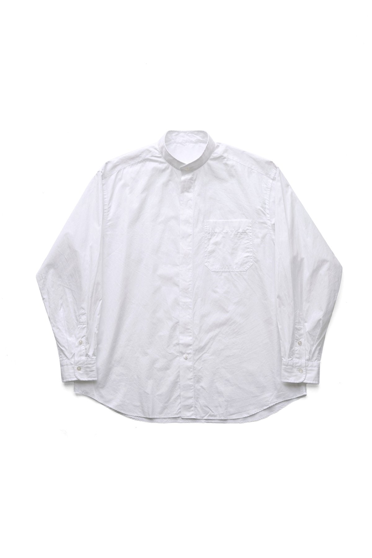 Porter Classic - SWISS COTTON STAND COLLAR SHIRT - WHITE