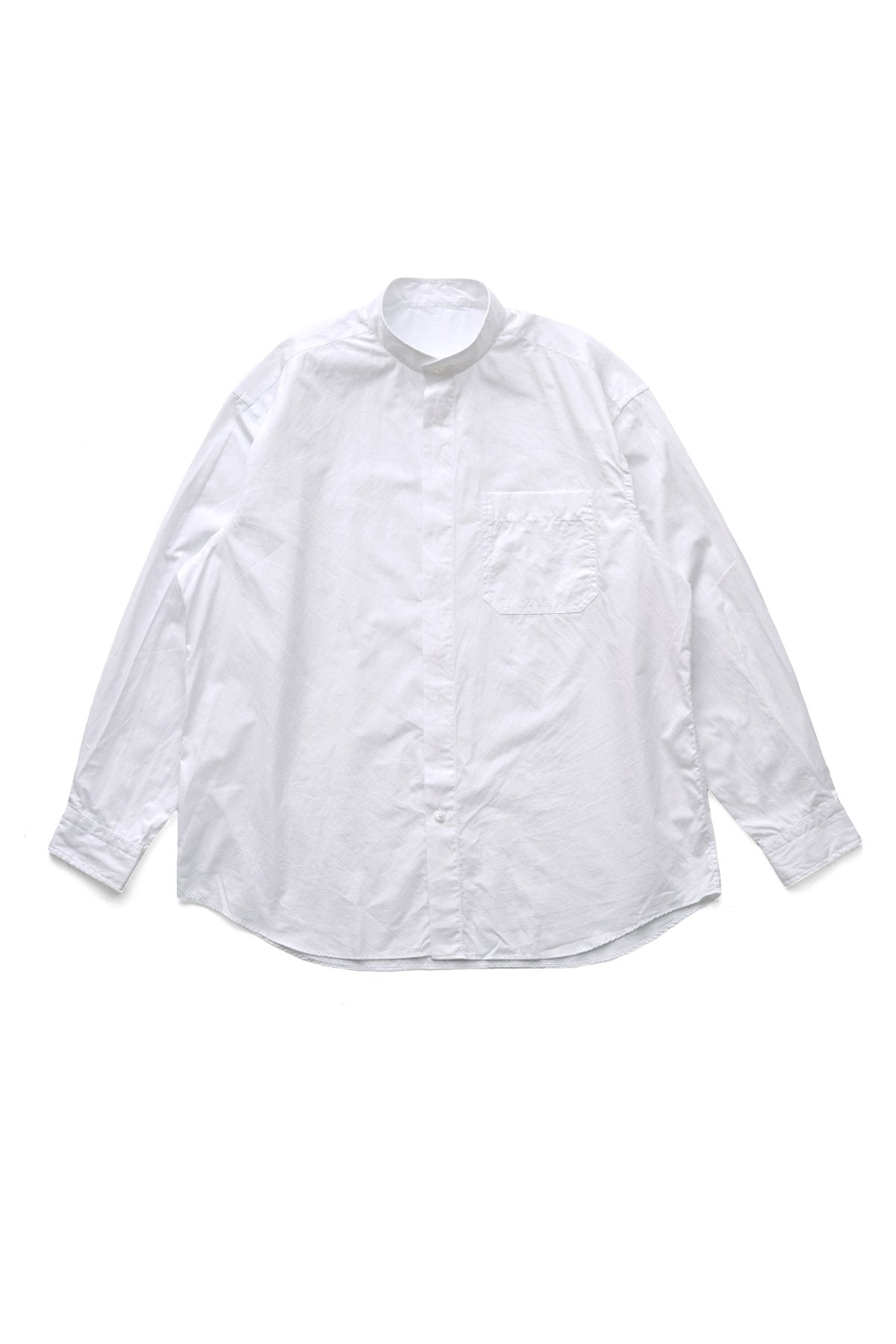 Porter Classic - SWISS COTTON STAND COLLAR SHIRT - WHITE