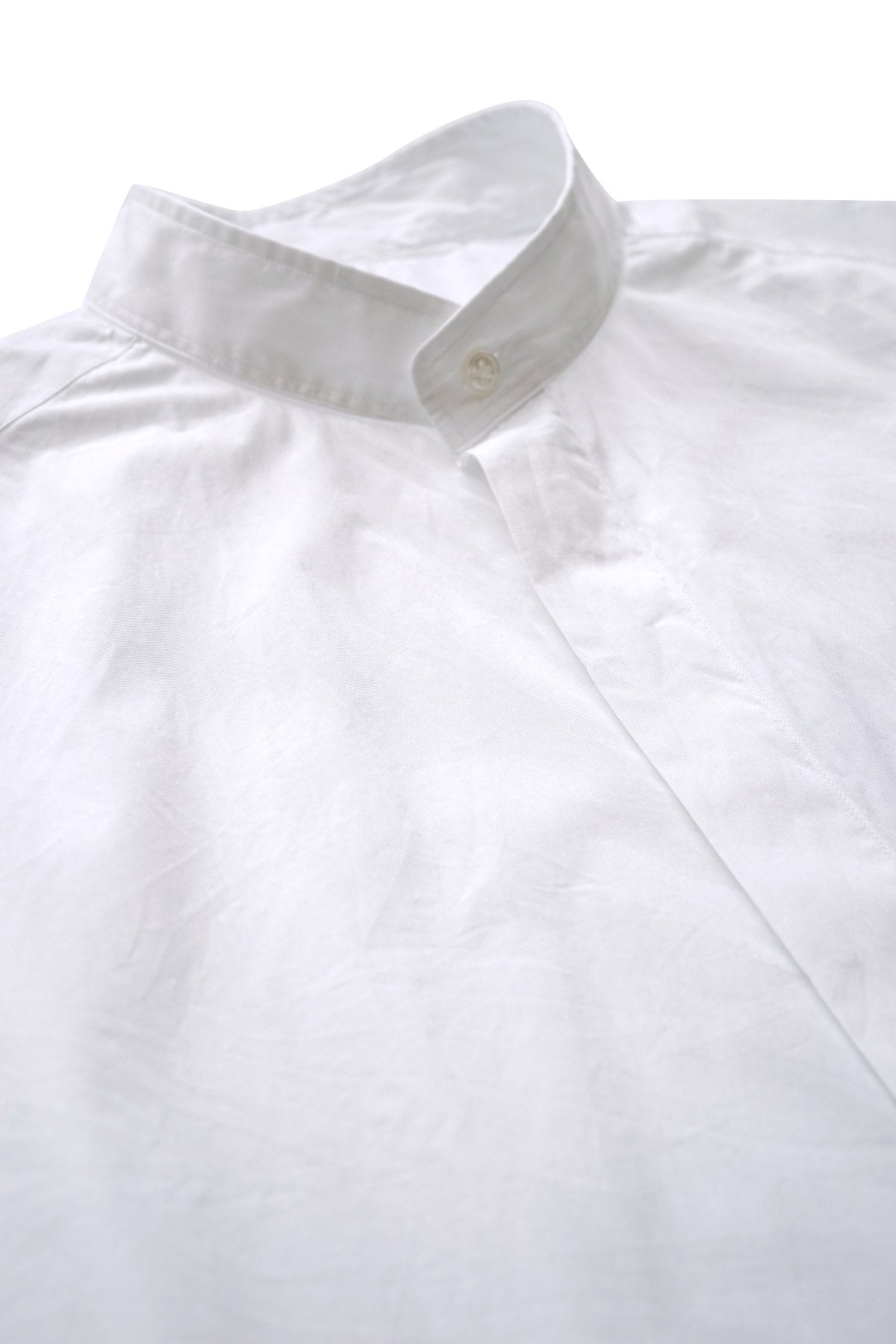 Porter Classic - SWISS COTTON STAND COLLAR SHIRT - WHITE