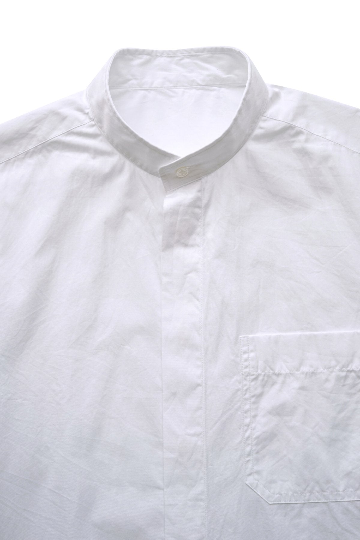 Porter Classic - SWISS COTTON STAND COLLAR SHIRT - WHITE