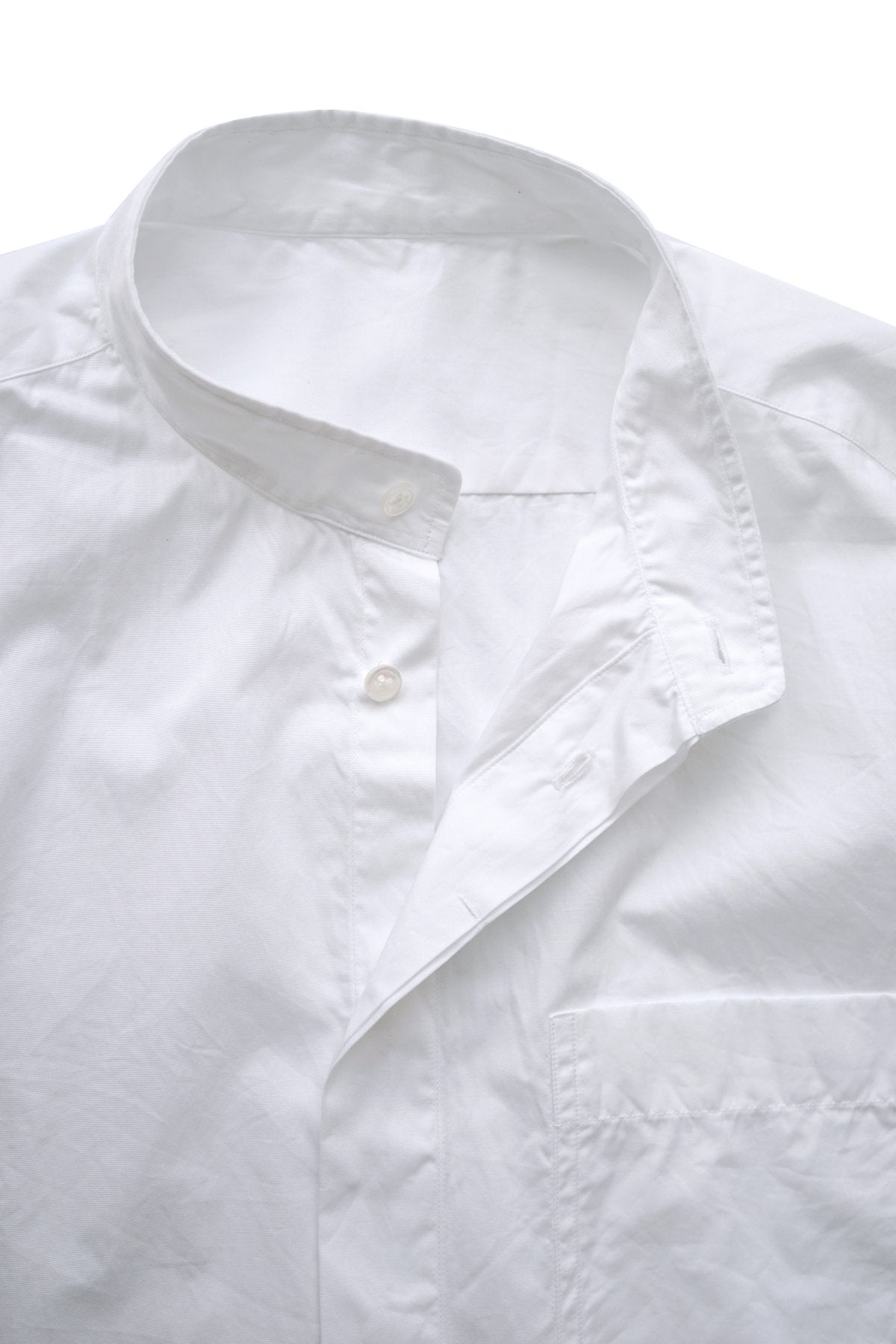 Porter Classic - SWISS COTTON STAND COLLAR SHIRT - WHITE