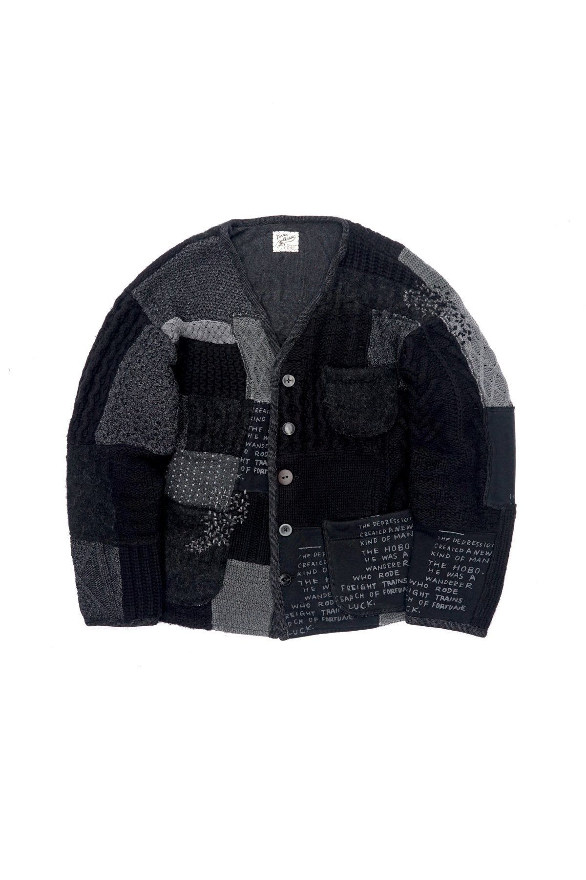 Porter Classic - H/W PATCHWORK KNIT CARDIGAN - BLACK