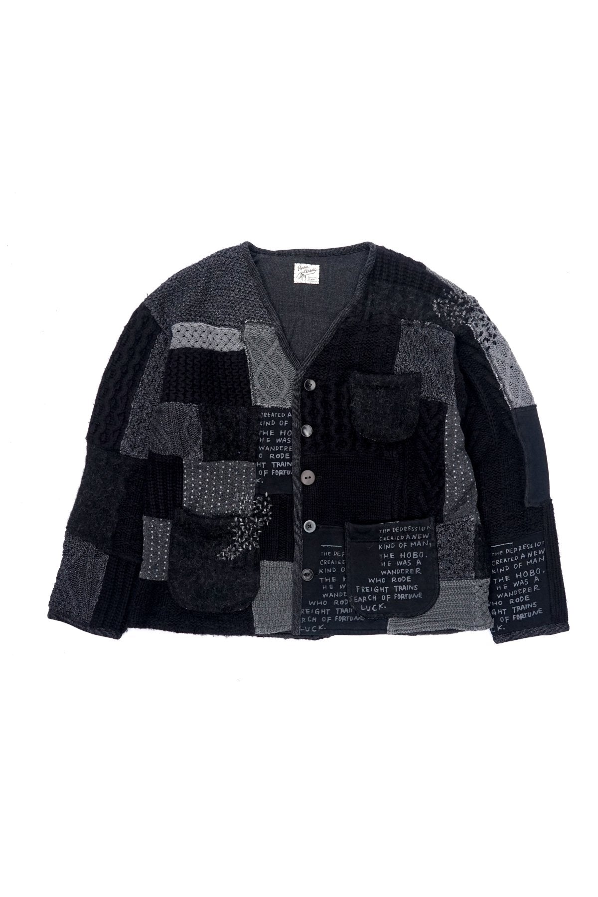 Porter Classic - H/W PATCHWORK KNIT CARDIGAN - BLACK