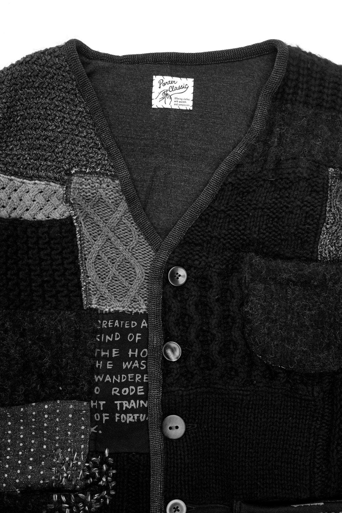 Porter Classic - H/W PATCHWORK KNIT CARDIGAN - BLACK