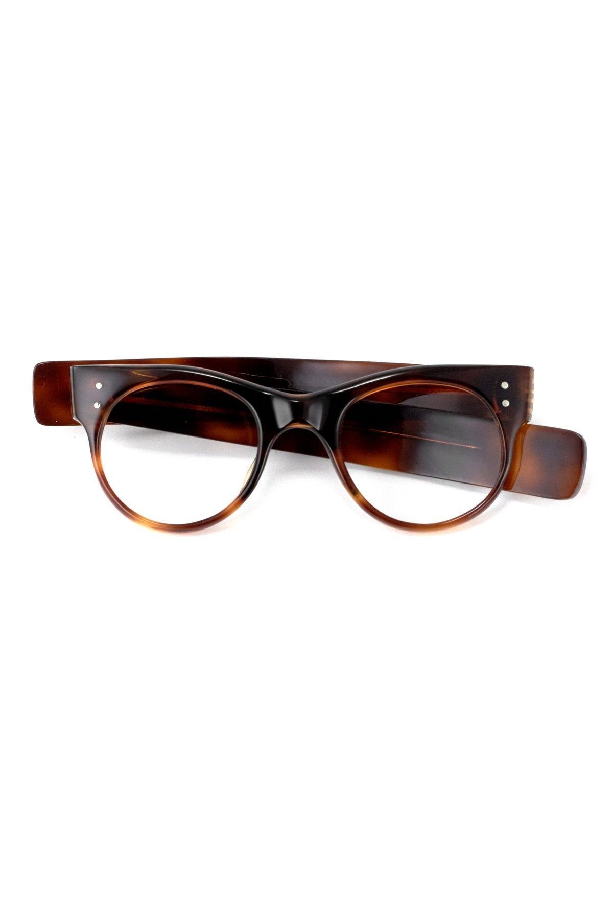 1950s HAND MADE BRITISH VINTAGE EYEWEAR FAT TEMPLE AMBER - OPT-577