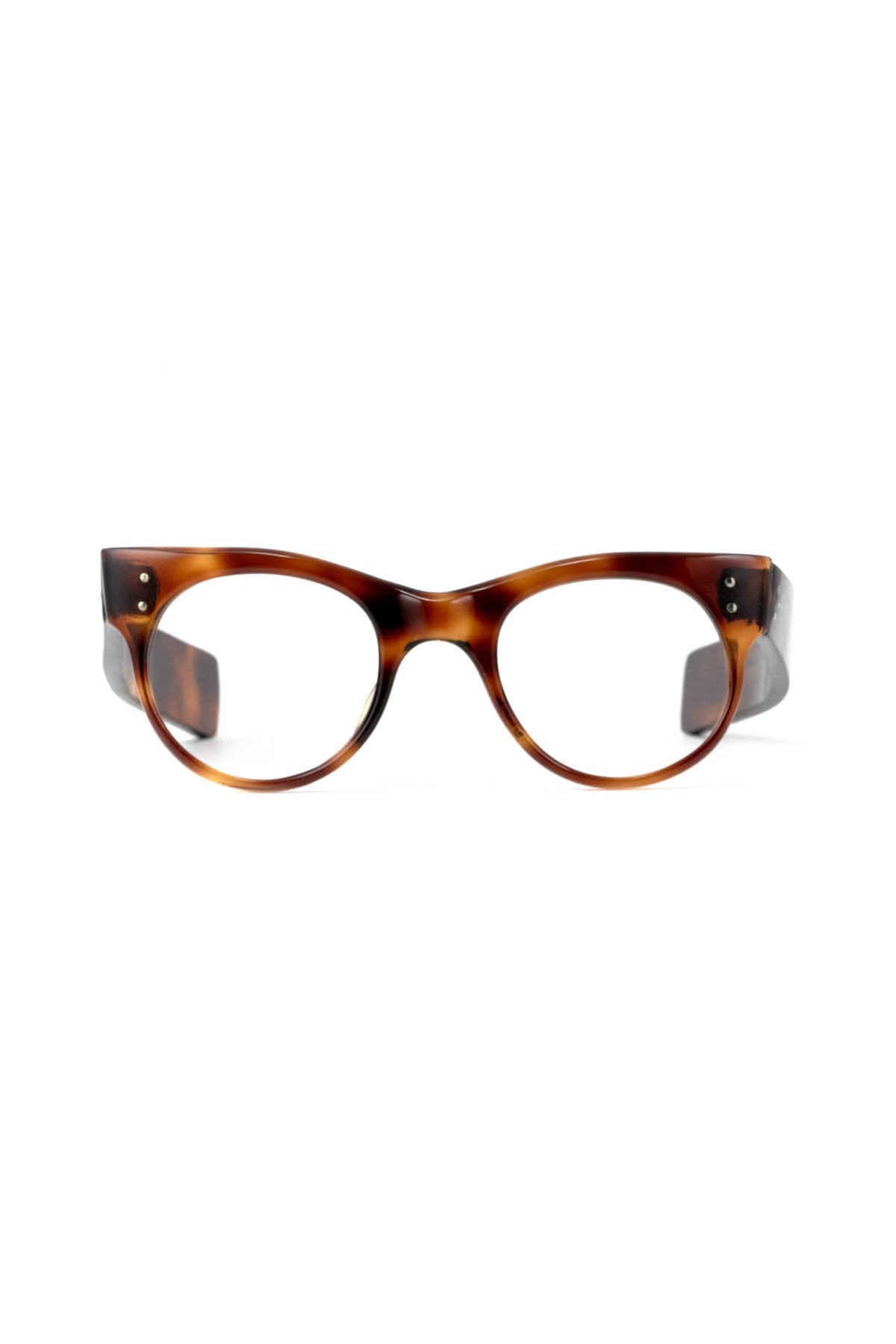 1950s HAND MADE BRITISH VINTAGE EYEWEAR FAT TEMPLE AMBER - OPT-577