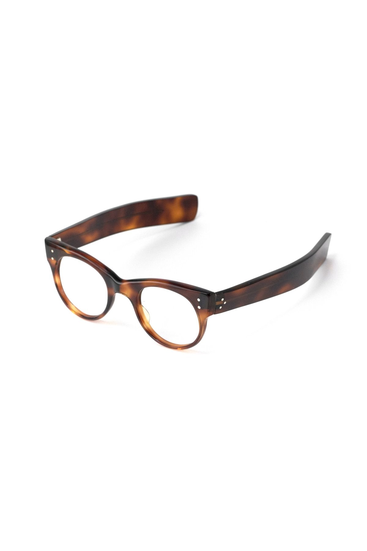 1950s HAND MADE BRITISH VINTAGE EYEWEAR FAT TEMPLE AMBER - OPT-577