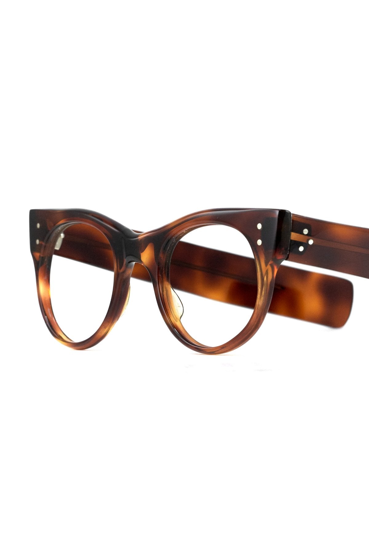 1950s HAND MADE BRITISH VINTAGE EYEWEAR FAT TEMPLE AMBER - OPT-577