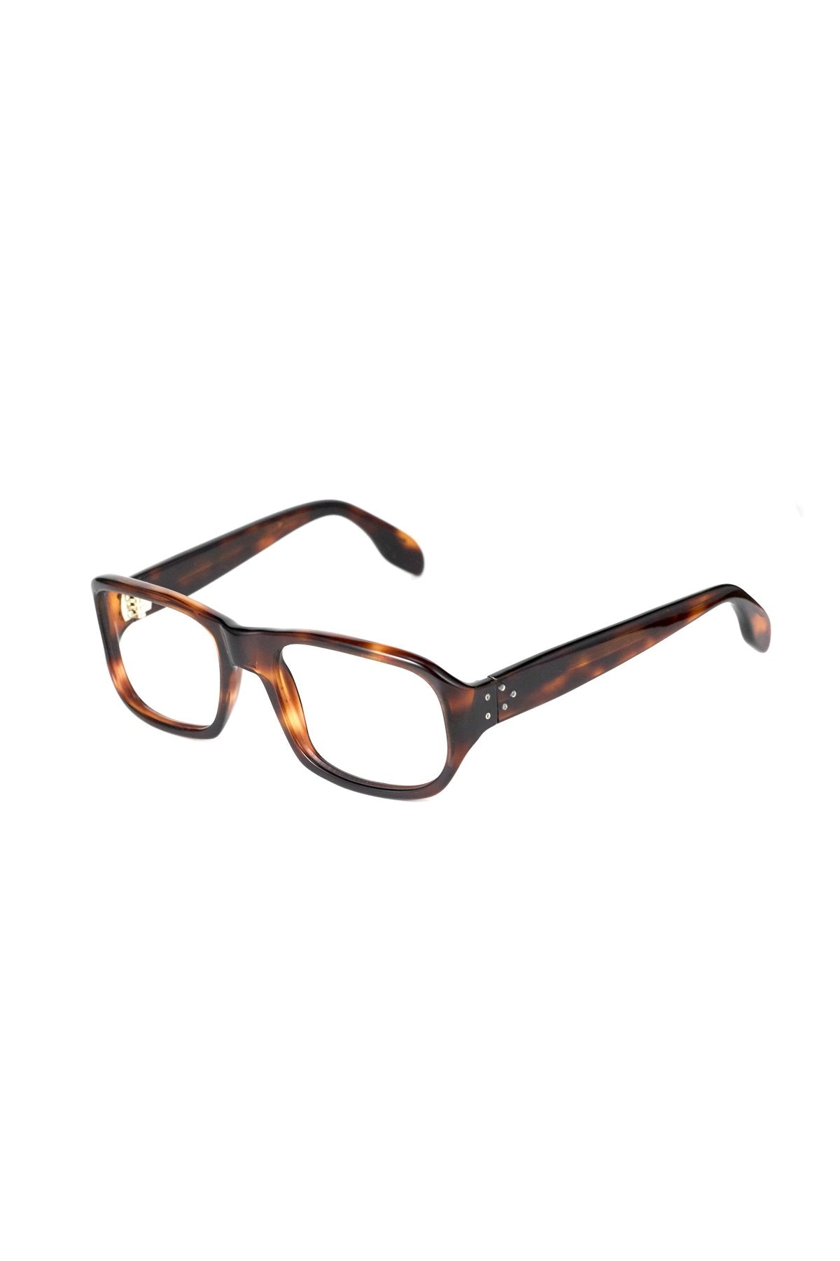 1960s BRITISH VINTAGE EYEWEAR 3DOT FAT TEMPLE AMBER - OPT-616