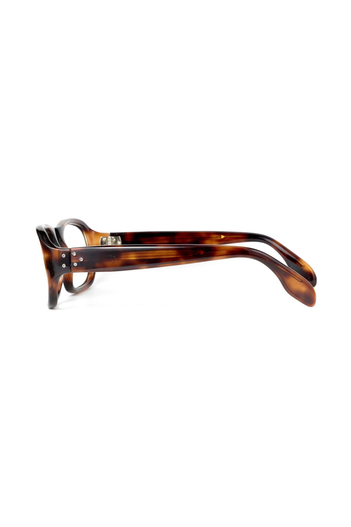 1960s BRITISH VINTAGE EYEWEAR 3DOT FAT TEMPLE AMBER - OPT-616