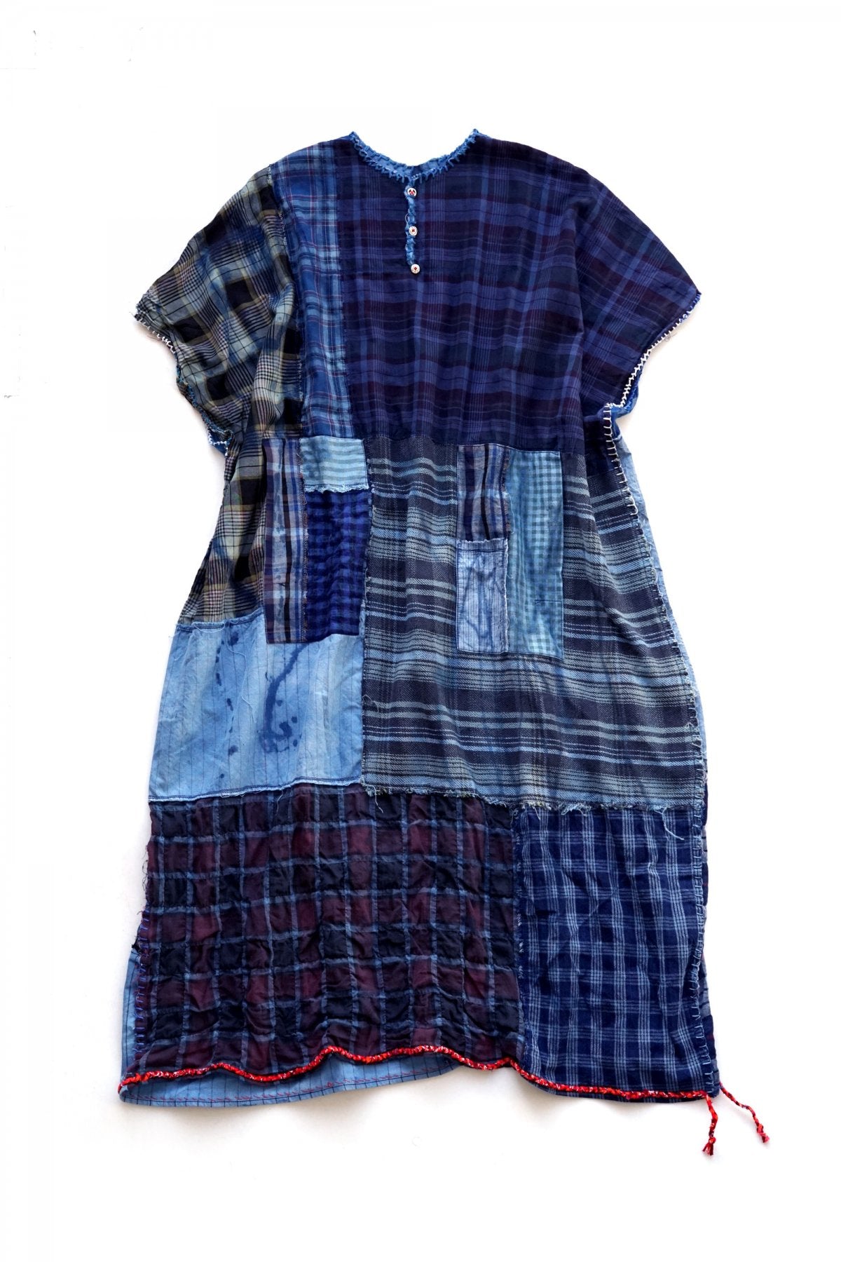 Porter Classic - H/W NEL DRESS W/SILVER BUTTONS - INDIGO