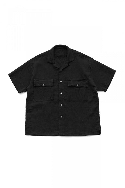 Porter Classic - SASHIKO STRETCH KEROUAC SHIRT - BLACK