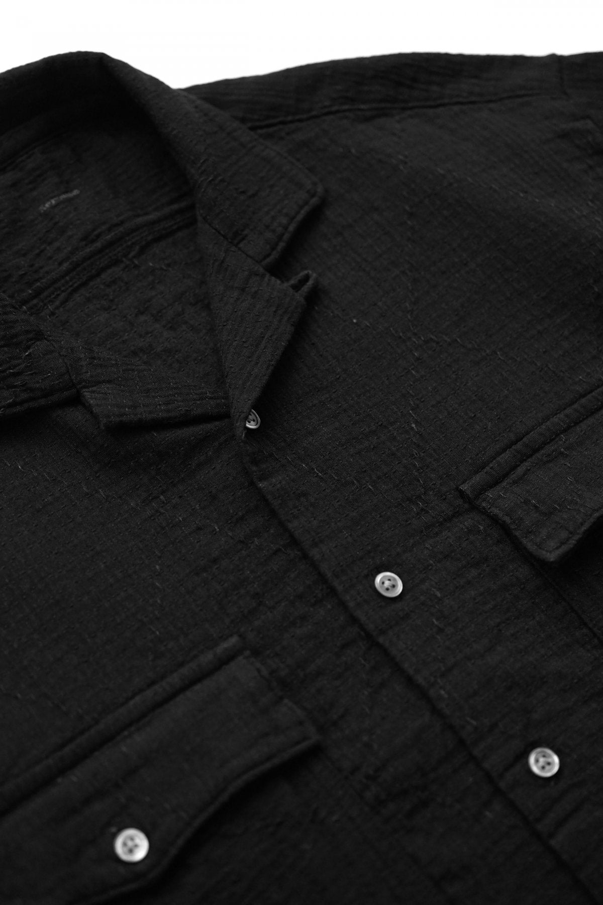 Porter Classic - SASHIKO STRETCH KEROUAC SHIRT - BLACK