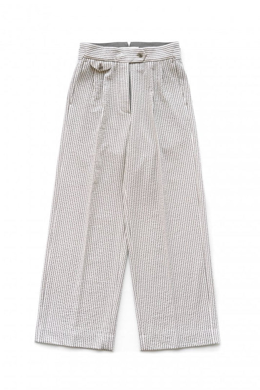 WRYHT - KNOTTED BUCK PLEATED TROUSER - DUNE STRIPE