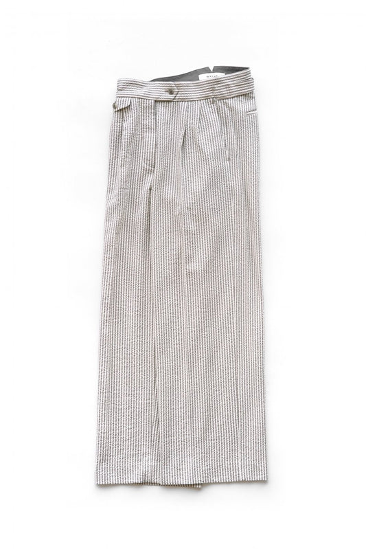 WRYHT - KNOTTED BUCK PLEATED TROUSER - DUNE STRIPE