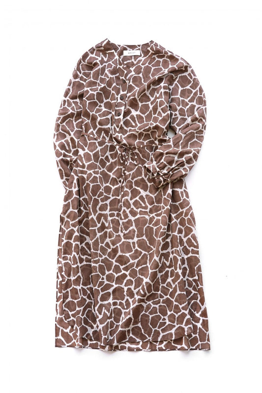 WRYHT - SLIT NECK PAJAMA DRESS - GIRAFFE ESPRESSO