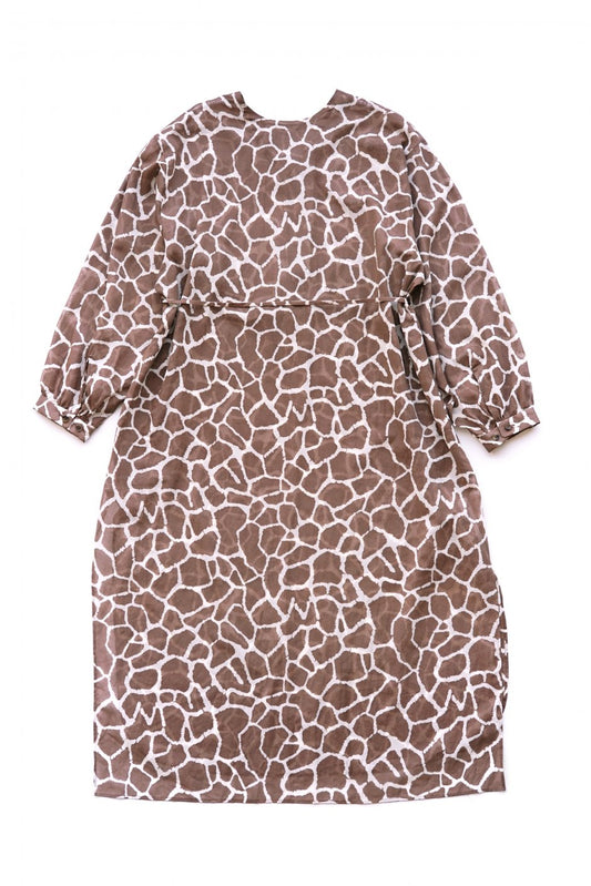 WRYHT - SLIT NECK PAJAMA DRESS - GIRAFFE ESPRESSO