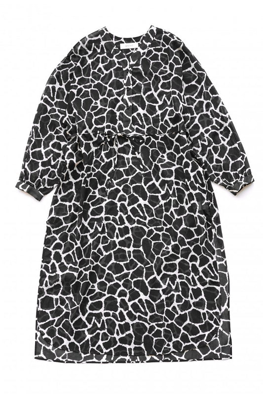 WRYHT - SLIT NECK PAJAMA DRESS - GIRAFFE BLACK