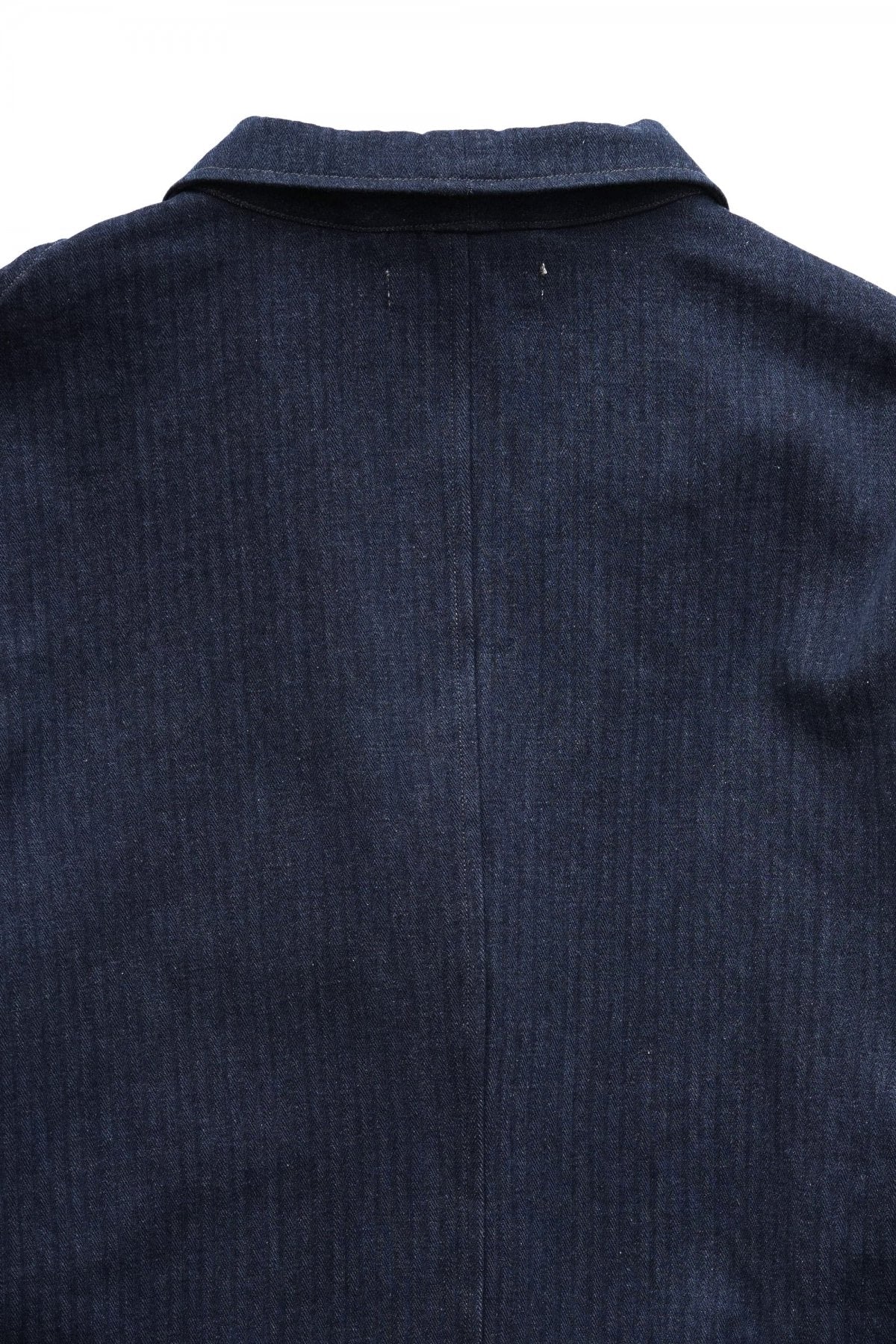 OLD JOE - ROPED WAIST ATELIER COAT - INDIGO HERRINGBONE