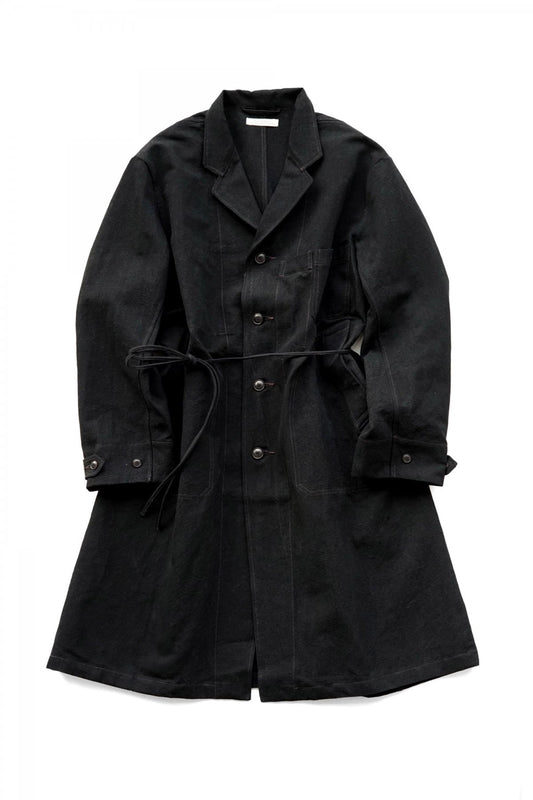 OLD JOE - ROPED WAIST ATELIER COAT - BLACK CANVAS