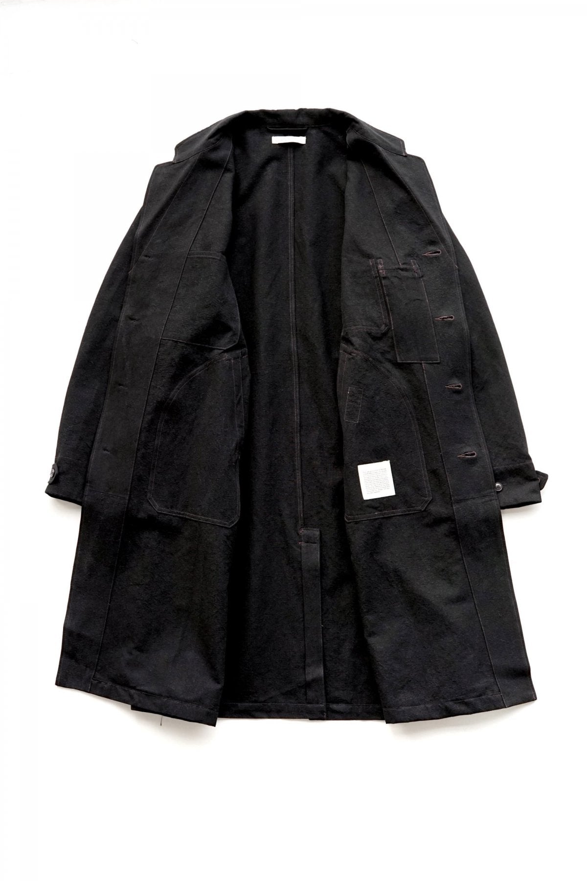 OLD JOE - ROPED WAIST ATELIER COAT - BLACK CANVAS