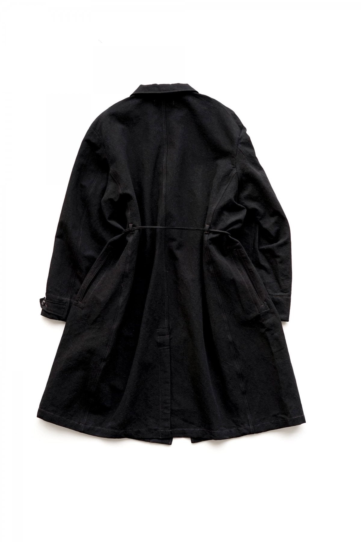 OLD JOE - ROPED WAIST ATELIER COAT - BLACK CANVAS