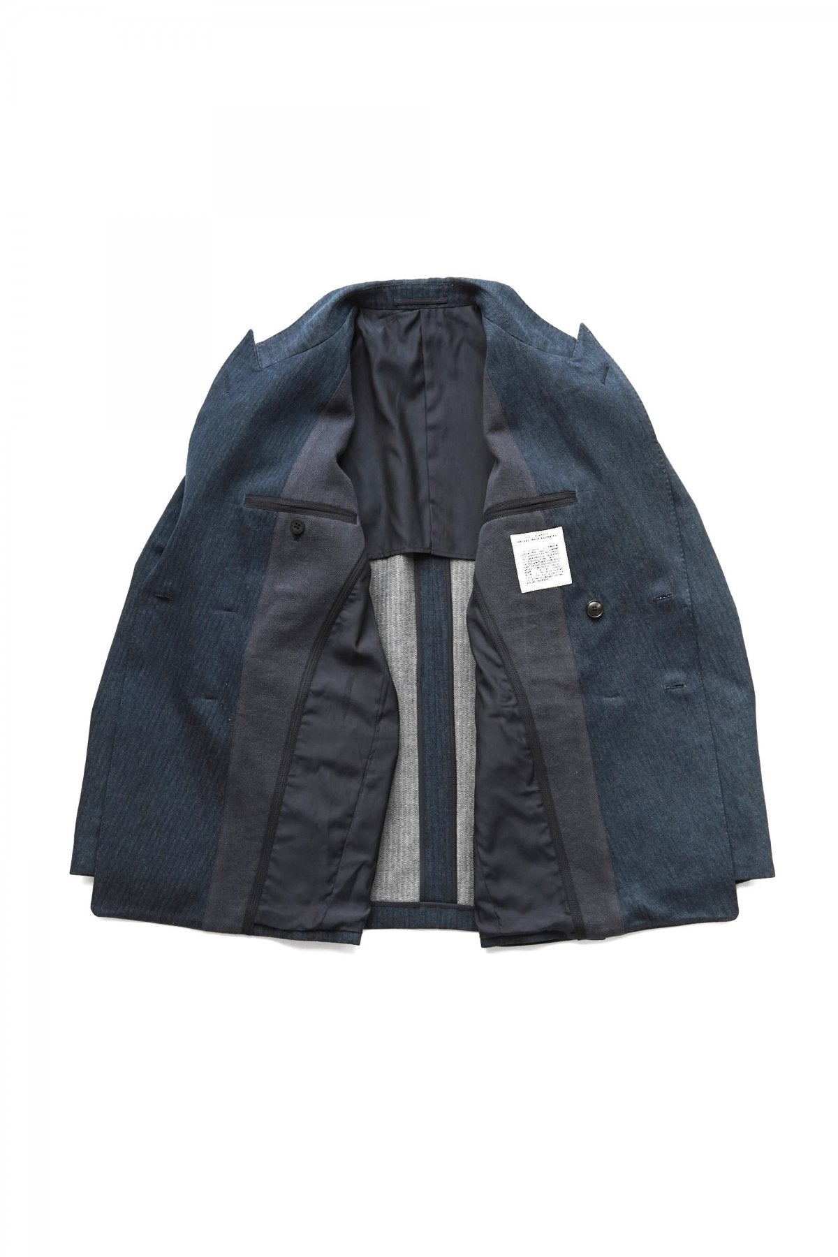 OLD JOE - DOUBLE-BREASTED SWING JACKET - INDIGO HERRINGBONE