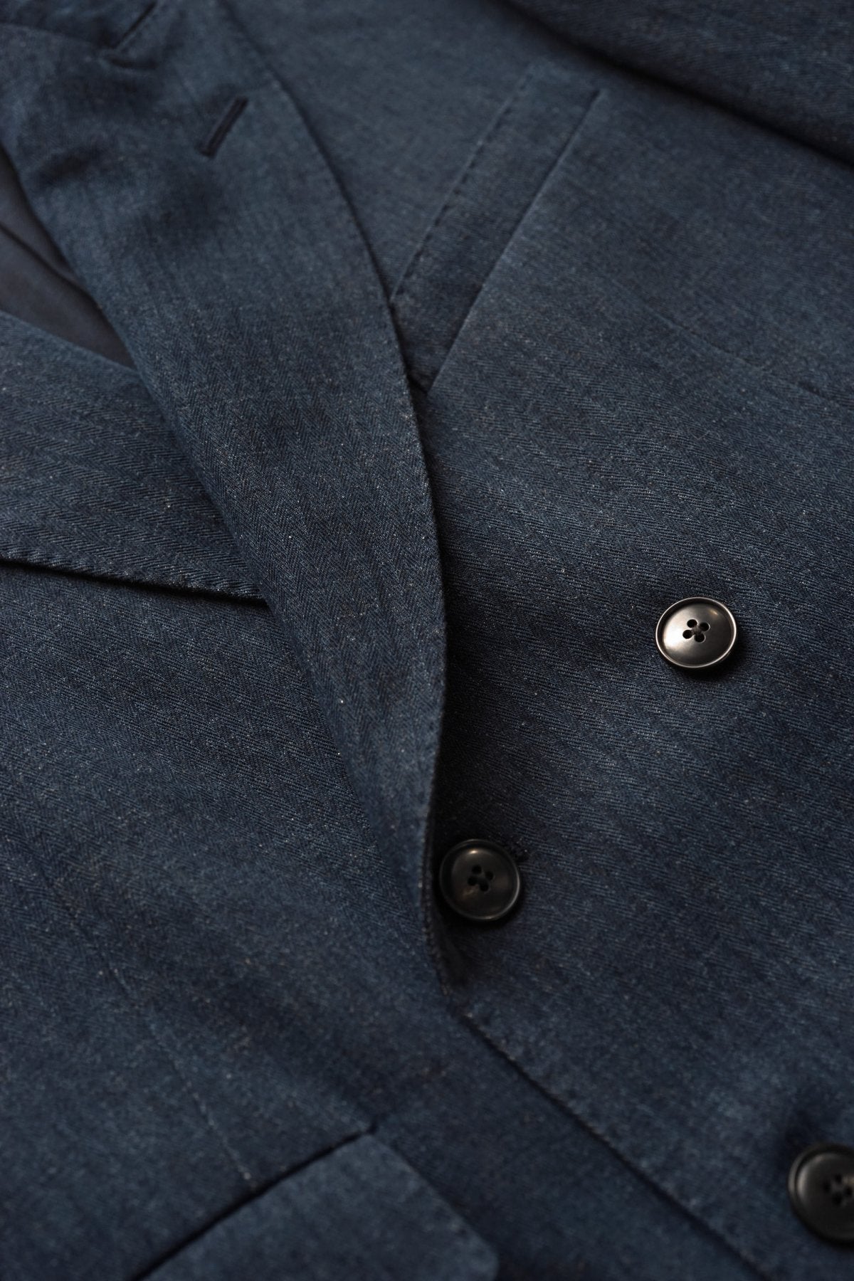 OLD JOE - DOUBLE-BREASTED SWING JACKET - INDIGO HERRINGBONE