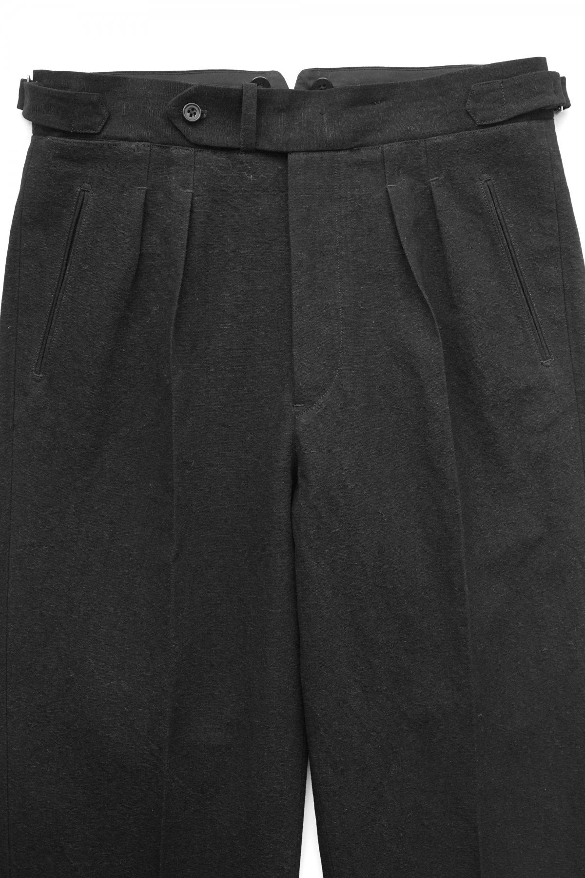 OLD JOE ★★★ - EXCLUSIVE DOUBLE-PLEATED SMARTY TROUSER - BLACK CANVAS