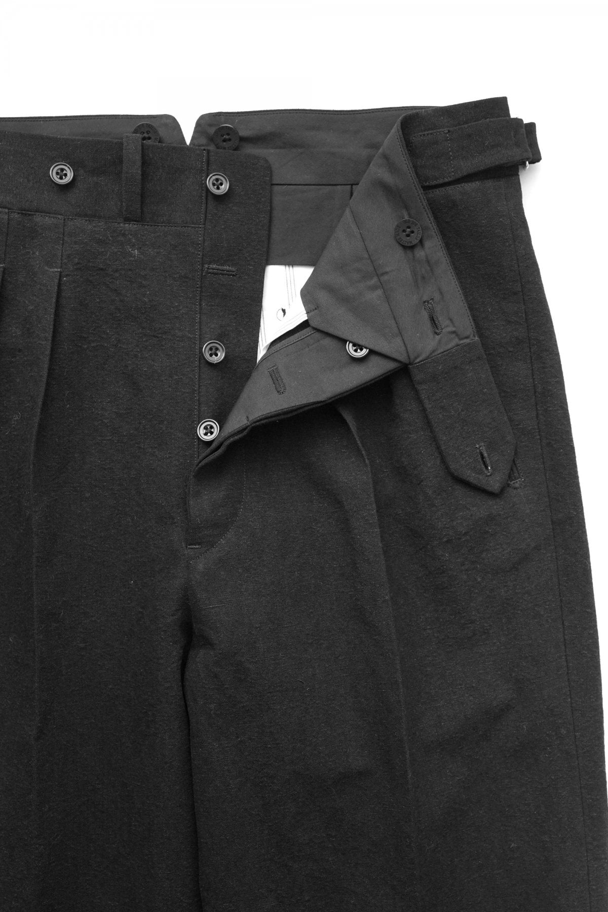 OLD JOE ★★★ - EXCLUSIVE DOUBLE-PLEATED SMARTY TROUSER - BLACK CANVAS