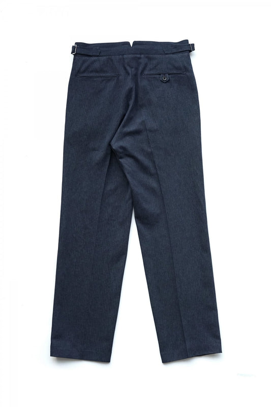 OLD JOE ★★★ - EXCLUSIVE DOUBLE-PLEATED SMARTY TROUSER - INDIGO HERRINGBONE