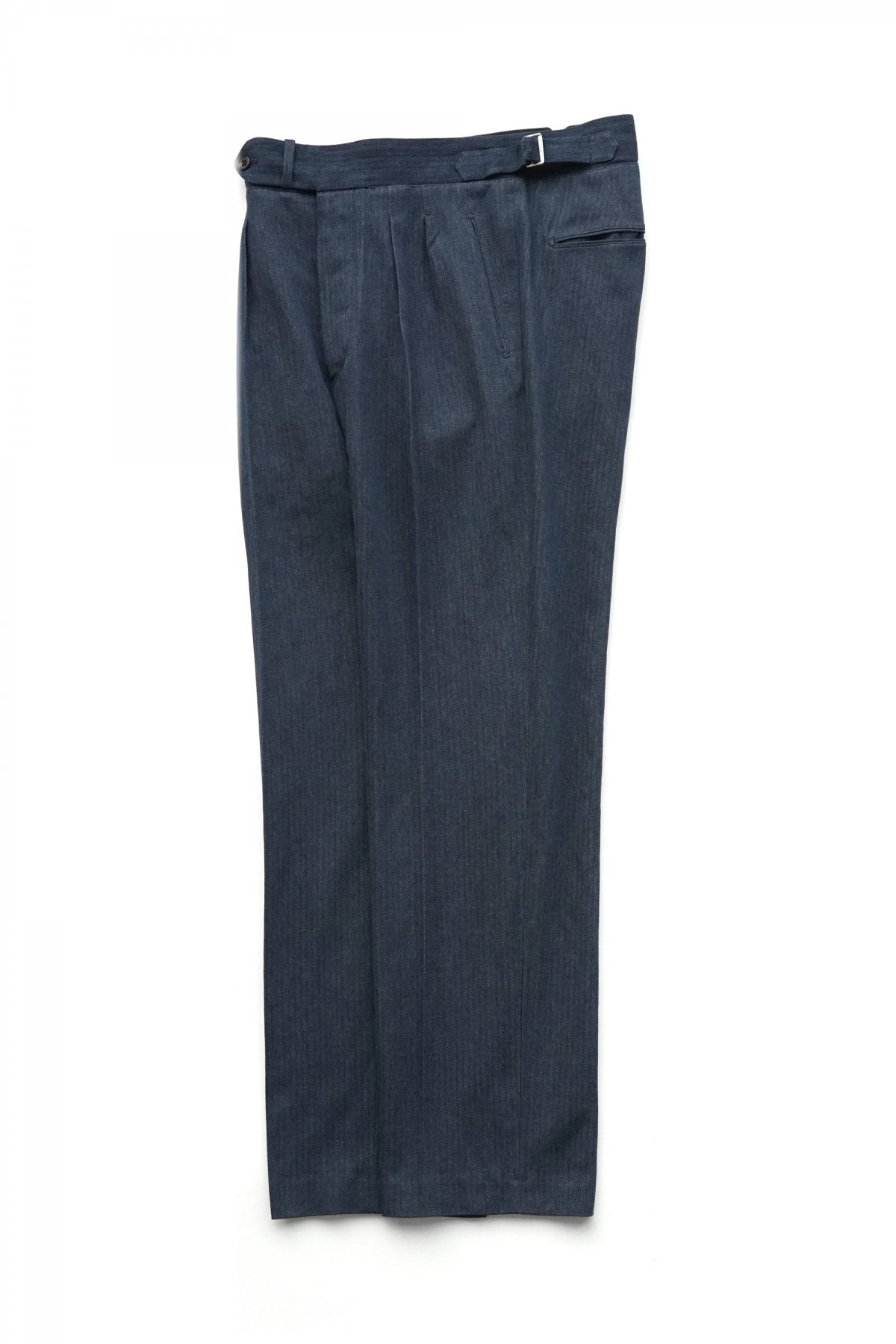 OLD JOE ★★★ - EXCLUSIVE DOUBLE-PLEATED SMARTY TROUSER - INDIGO HERRINGBONE