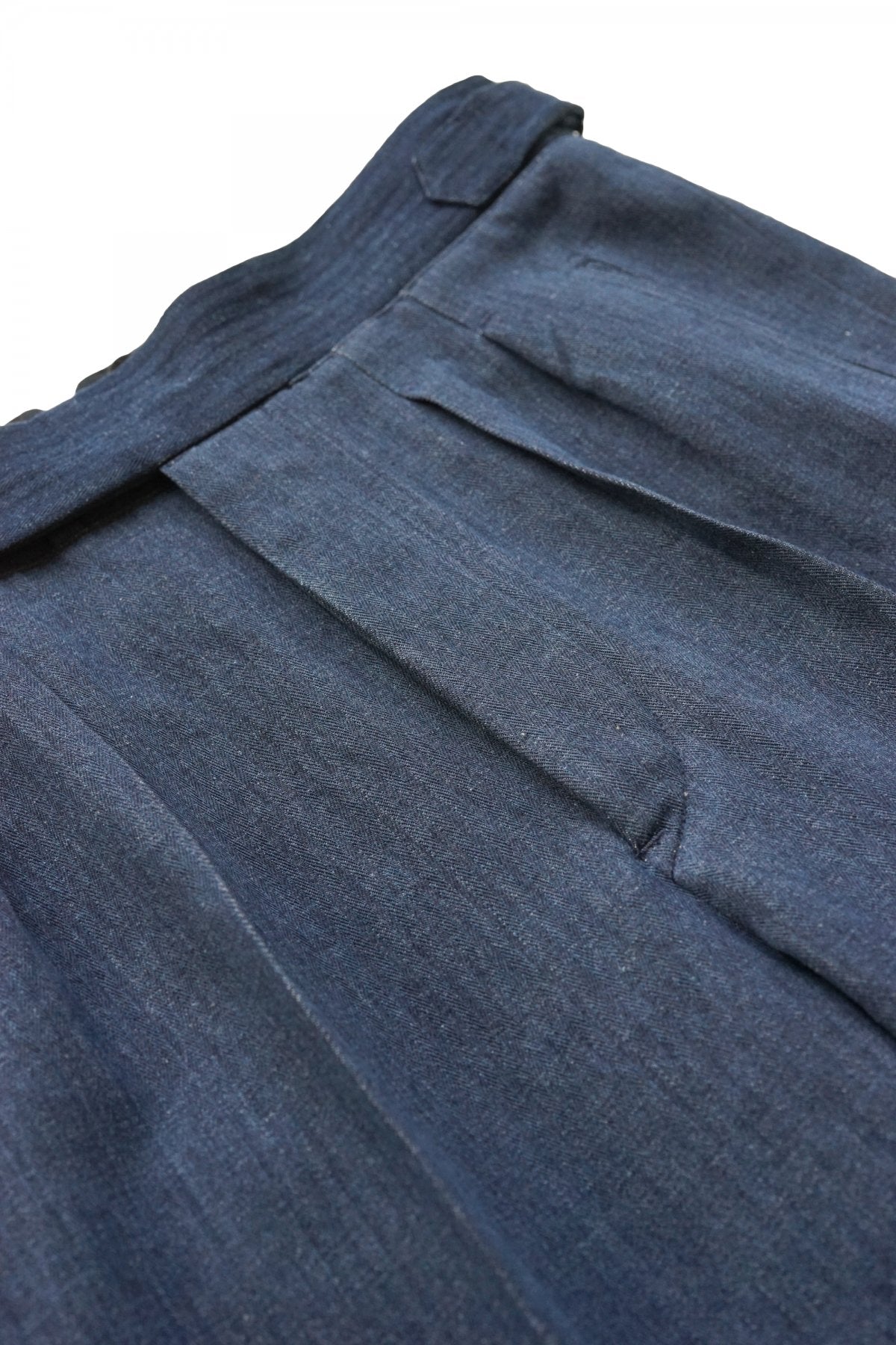 OLD JOE ★★★ - EXCLUSIVE DOUBLE-PLEATED SMARTY TROUSER - INDIGO HERRINGBONE