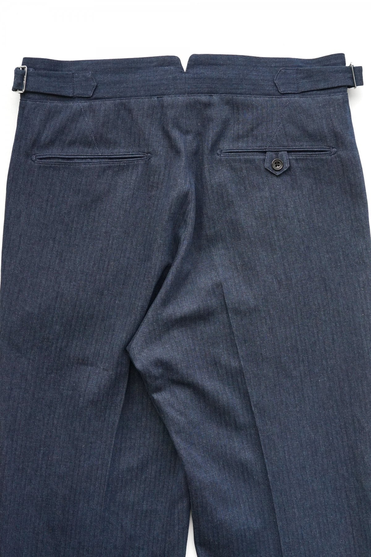 OLD JOE ★★★ - EXCLUSIVE DOUBLE-PLEATED SMARTY TROUSER - INDIGO HERRINGBONE