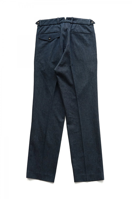 OLD JOE - DOUBLE-PLEATED DRAPE TROUSER - INDIGO HERRINGBONE