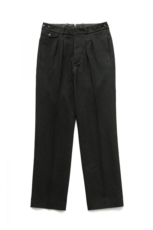 OLD JOE - DOUBLE-PLEATED DRAPE TROUSER - BLACK CANVAS