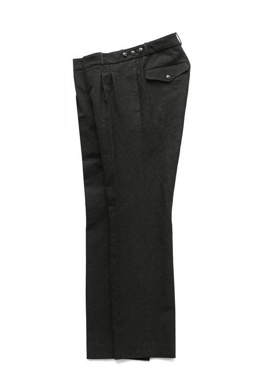 OLD JOE - DOUBLE-PLEATED DRAPE TROUSER - BLACK CANVAS