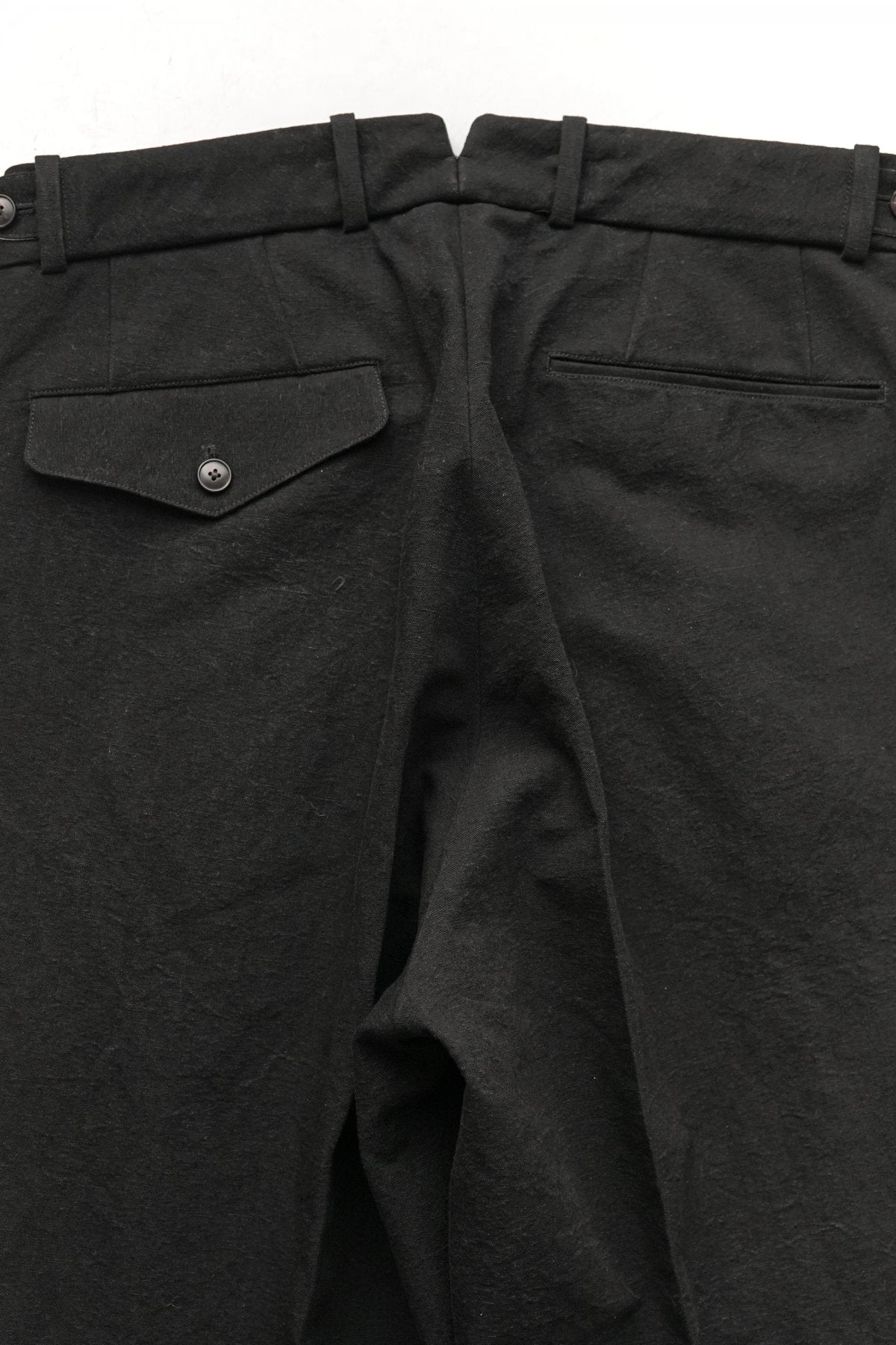 OLD JOE - DOUBLE-PLEATED DRAPE TROUSER - BLACK CANVAS