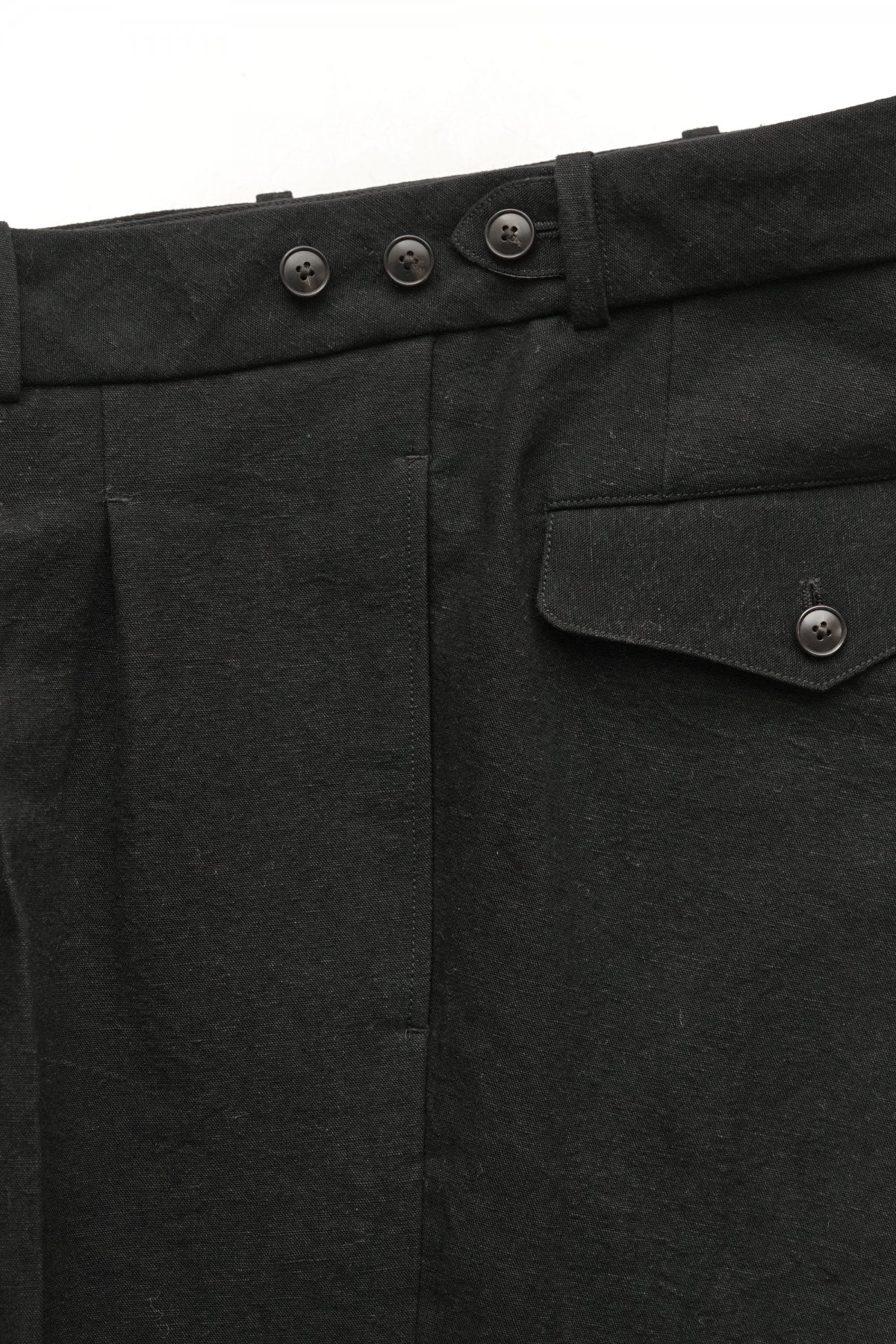 OLD JOE - DOUBLE-PLEATED DRAPE TROUSER - BLACK CANVAS